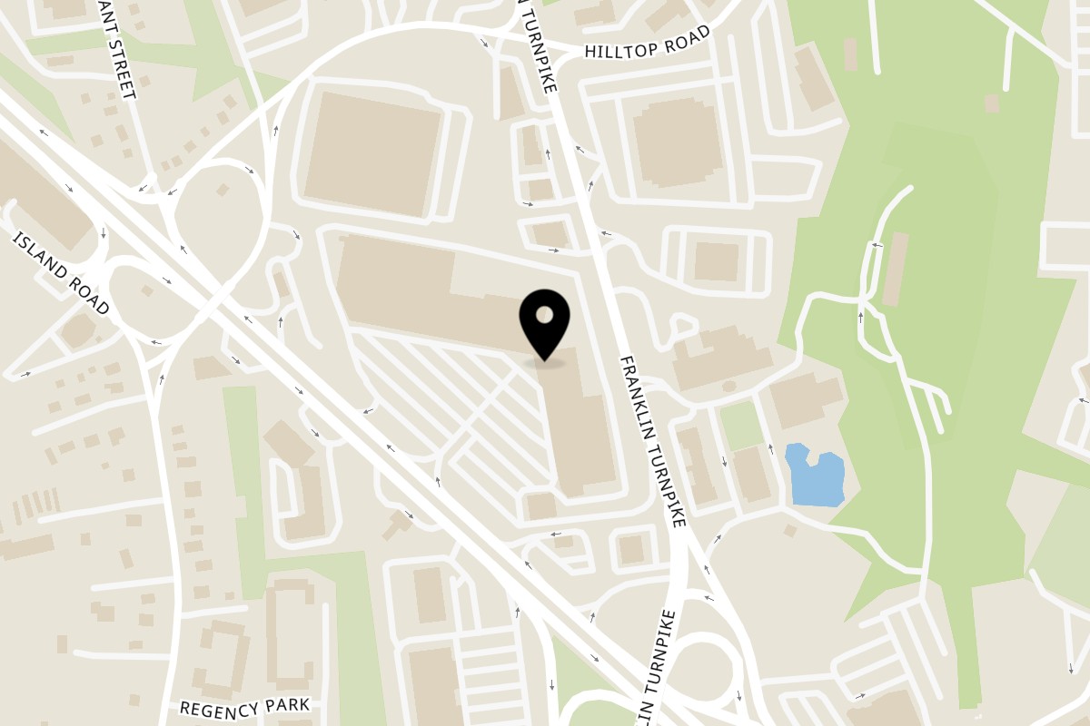 Map showing the location of Greek City Restaurant on 1300 NJ-17 #12 in Ramsey